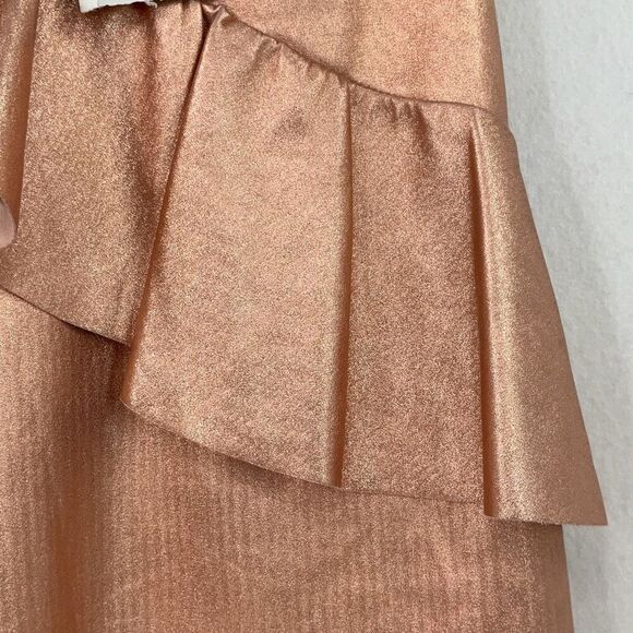 Zara Rose Gold Metallic Ruffle Mini Dress Size Medium - Picture 8 of 16